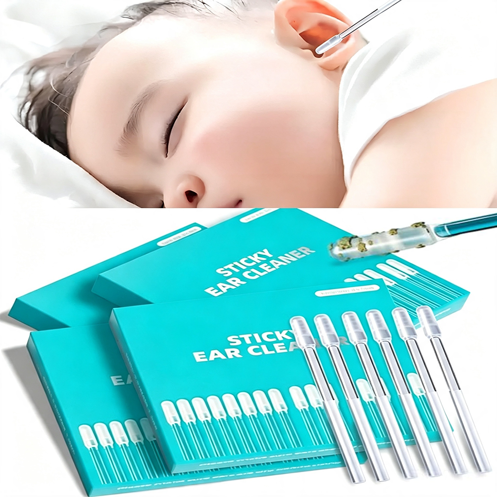24 PCS Sticky Ear Wax Removal Kit, Reusable Adhesive Ear Cleaner with Dust Cover