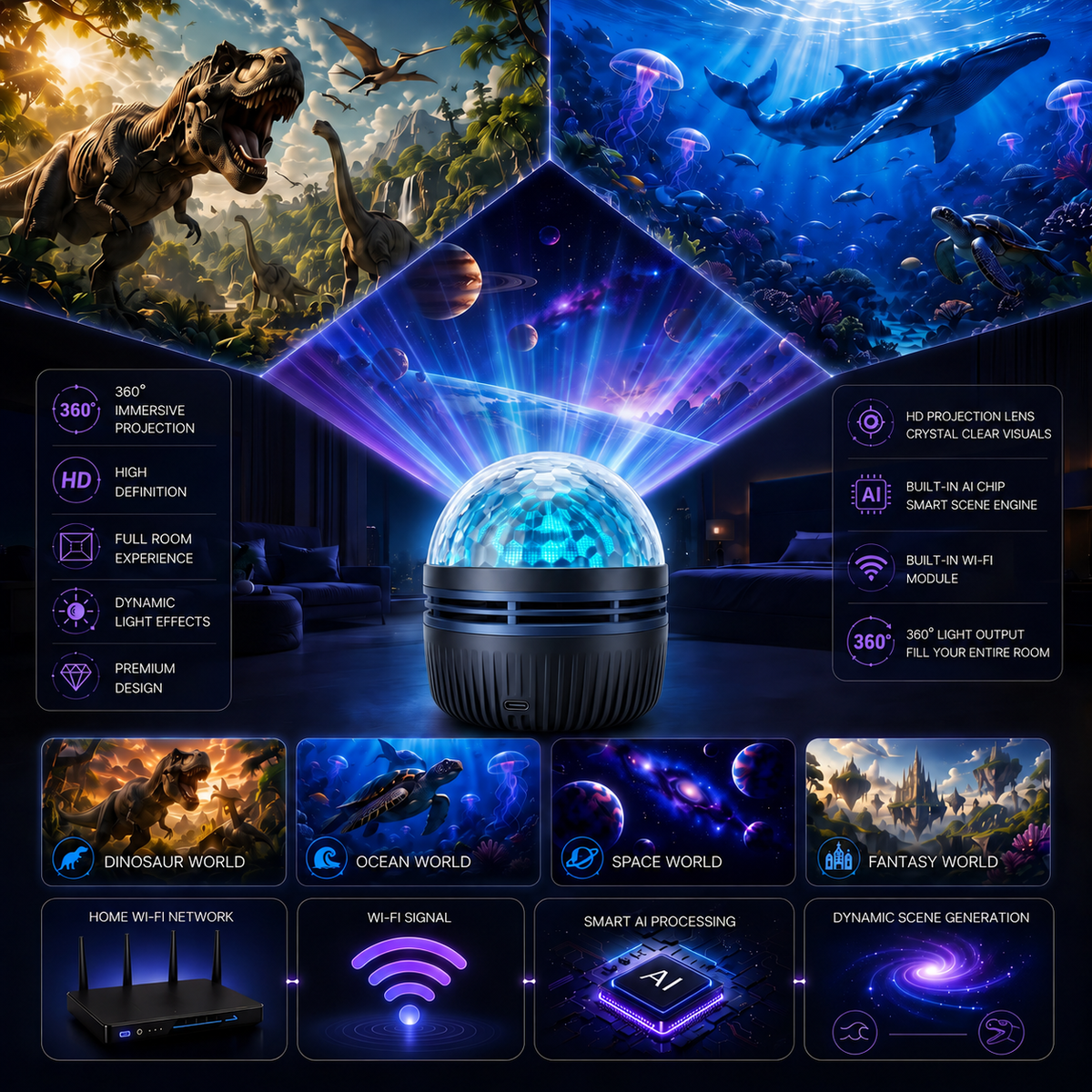 🦖 HOT DEAL 50% OFF |  Markedke 5D Galaxy Projector